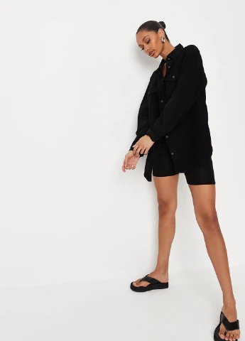 Черная кэжуал рубашка однотонная Missguided