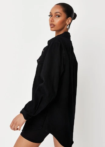 Черная кэжуал рубашка однотонная Missguided