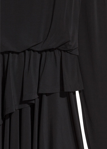 Черное коктейльное, кэжуал платье с юбкой-солнце, а-силуэт H&M однотонное