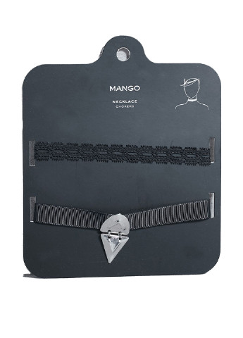 Чокер (2 шт.) Mango однотонный чёрный текстиль, нержавеющая сталь