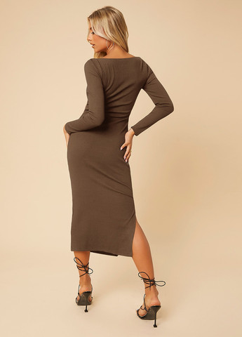 Коричневое кэжуал платье бэби долл SHEIN однотонное