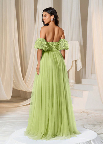 Салатовое вечернее платье SHEIN однотонное