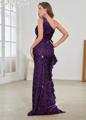 Фіолетова святковий, вечірня сукня на одне плече SHEIN однотонна