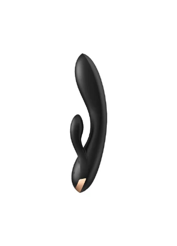 Смарт вибратор кролик с двойным отростком Double Flex Black Satisfyer (254152094)