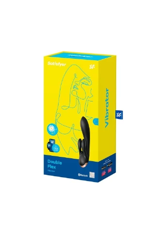 Смарт вибратор кролик с двойным отростком Double Flex Black Satisfyer (254152094)