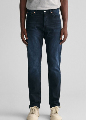 Синие демисезонные прямые джинсы Gant