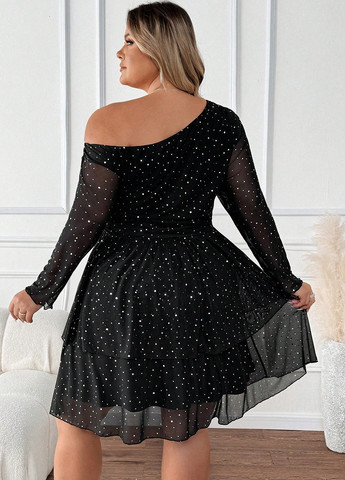 Чорна вечірня сукня кльош SHEIN однотонна