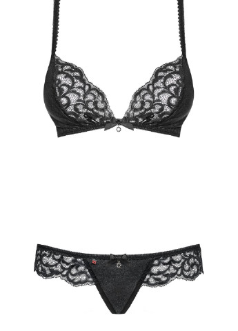 Чорний демісезонний комплект білизни (ліф, трусики) Obsessive