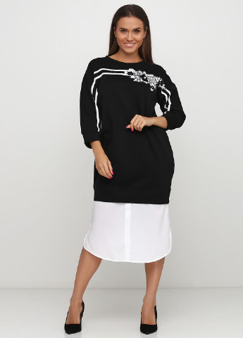 Черно-белое кэжуал платье в стиле ампир Twin-Set в полоску