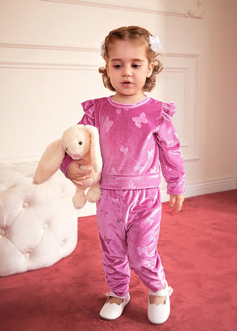 Рожевий демісезонний костюм (світшот, штани) брючний SHEIN