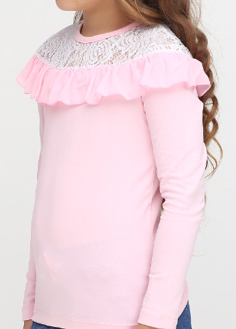 Розовая однотонная блузка с длинным рукавом Vidoli демисезонная
