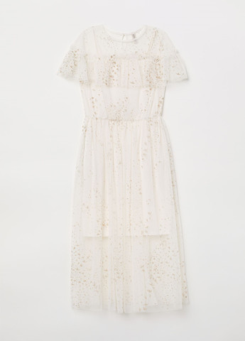 Молочное кэжуал платье клеш H&M с рисунком