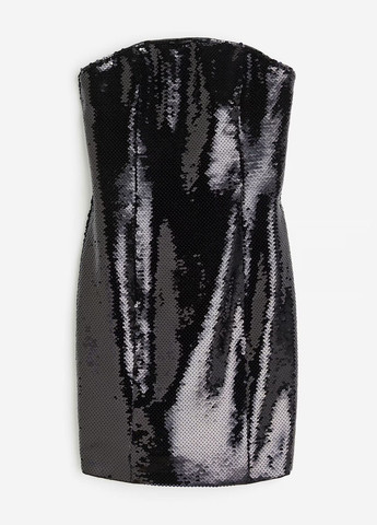 Черное коктейльное платье с открытыми плечами H&M однотонное