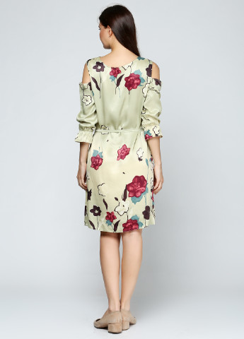 Фисташковое кэжуал платье Smile с цветочным принтом