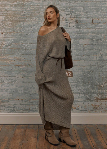 Серо-бежевое кэжуал платье платье-свитер SHEIN меланжевое