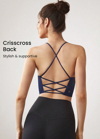 Тёмно-синий топ бюстгальтер SHEIN без косточек