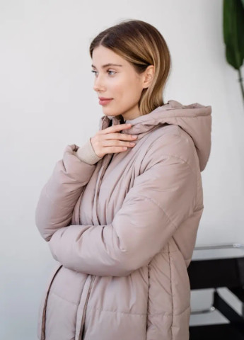 Розово-коричневая зимняя курточка для беременных зимняя удлиненная теплая до -35 °c мягкая и легкая мокко To Be