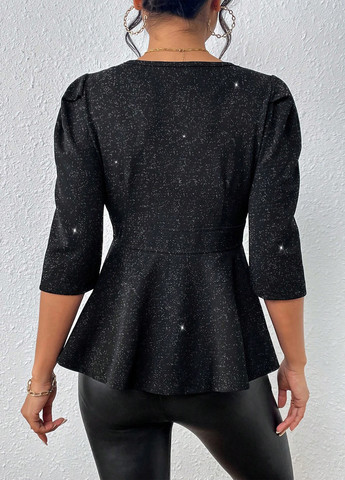 Чёрная блуза с баской SHEIN