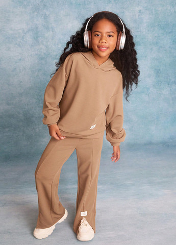 Світло-коричневий демісезонний костюм (толстовка, штани) брючний SHEIN