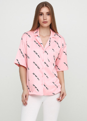 Розовая кэжуал рубашка с надписями H&M