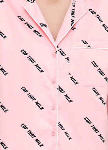 Розовая кэжуал рубашка с надписями H&M