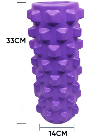 Массажный ролик EVA Spikes 33 см фиолетовый (роллер-цилиндр для йоги, массажа всего тела: рук, ног, спины, шеи) EasyFit (237657494)