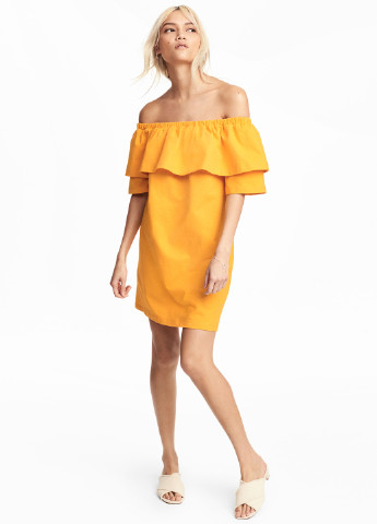 Желтое кэжуал платье а-силуэт H&M