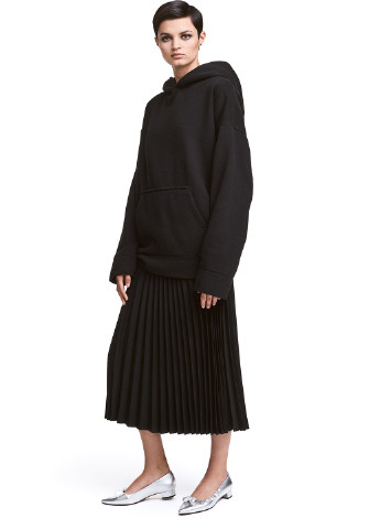 Черная кэжуал однотонная юбка H&M плиссе