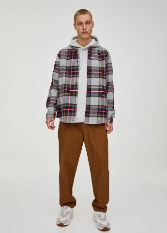 Коричневые кэжуал демисезонные классические брюки Pull & Bear