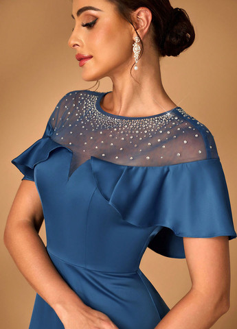 Синее вечернее платье а-силуэт SHEIN однотонное