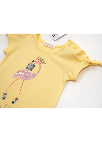 Комбінована демісезонна футболка дитяча з фламінго (15702-104g-yellow) Breeze