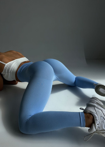 Голубые лосины спортивные женские push up FitU