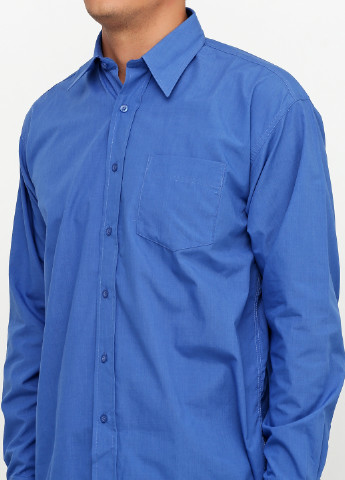 Синяя кэжуал рубашка однотонная D.B.C с длинным рукавом
