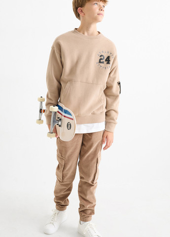 Бежевые кэжуал демисезонные брюки карго C&A