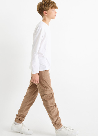 Бежевые кэжуал демисезонные брюки карго C&A