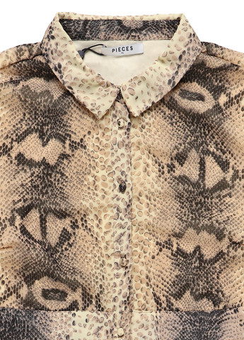 Бежевое кэжуал платье рубашка Pieces змеиный