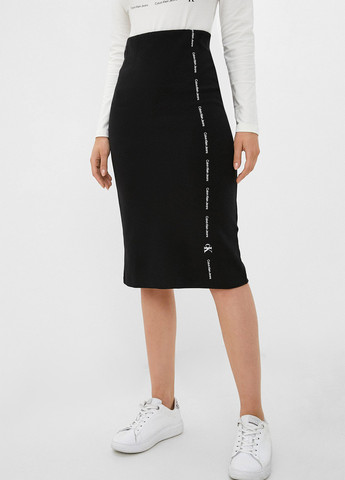 Черная кэжуал с логотипом юбка Calvin Klein Jeans карандаш