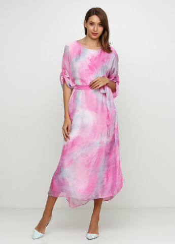 Розовое кэжуал платье оверсайз F 4 градиентное ("омбре")
