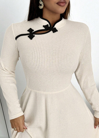 Світло-бежева кежуал сукня кльош SHEIN однотонна