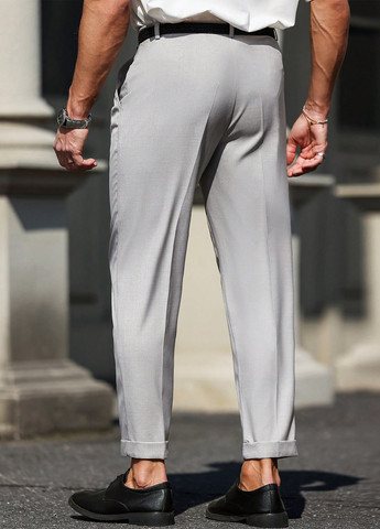 Светло-серые классические демисезонные классические брюки SHEIN