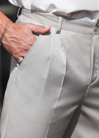 Светло-серые классические демисезонные классические брюки SHEIN