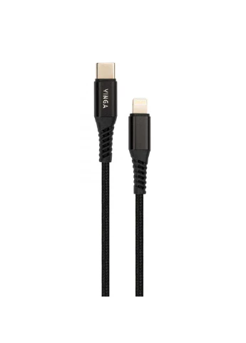 Дата кабель black (VCPTCL3ANBK) Vinga USB Type-C to Lightning 1.0m 3A 22W nylon braided (239382592)