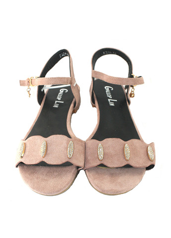 Бежевые босоножки No Brand с ремешком с камнями, со стразами