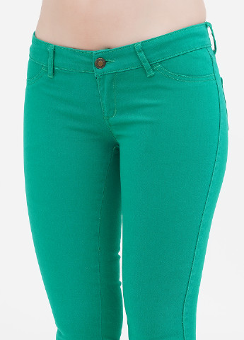 Зеленые кэжуал демисезонные зауженные, укороченные брюки Denim