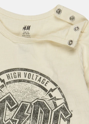 H&M світшот напис молочний кежуал бавовна, бавовна органічна, трикотаж