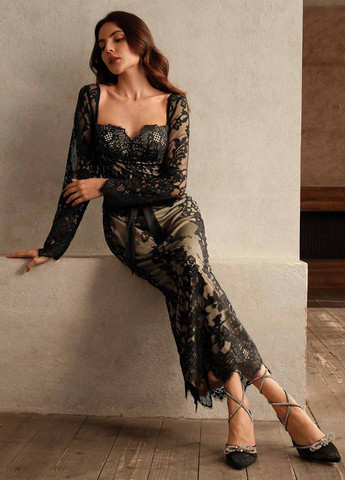 Черное вечернее платье годе SHEIN однотонное