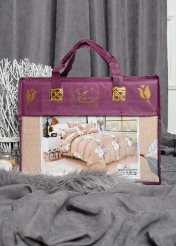 Комплект постельного белья бело-серого цвета двуспальный Let's Shop (256547794)