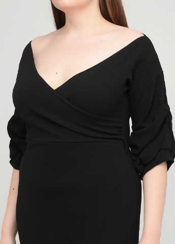 Черное коктейльное платье на запах, с открытыми плечами Boohoo однотонное