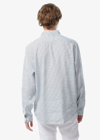 Белая кэжуал рубашка с геометрическим узором Lacoste