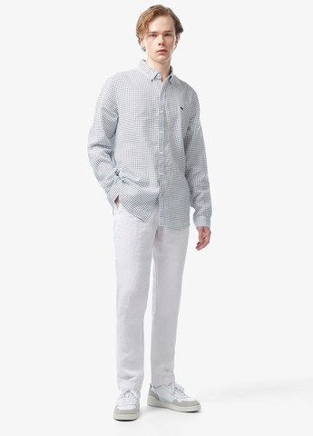 Белая кэжуал рубашка с геометрическим узором Lacoste